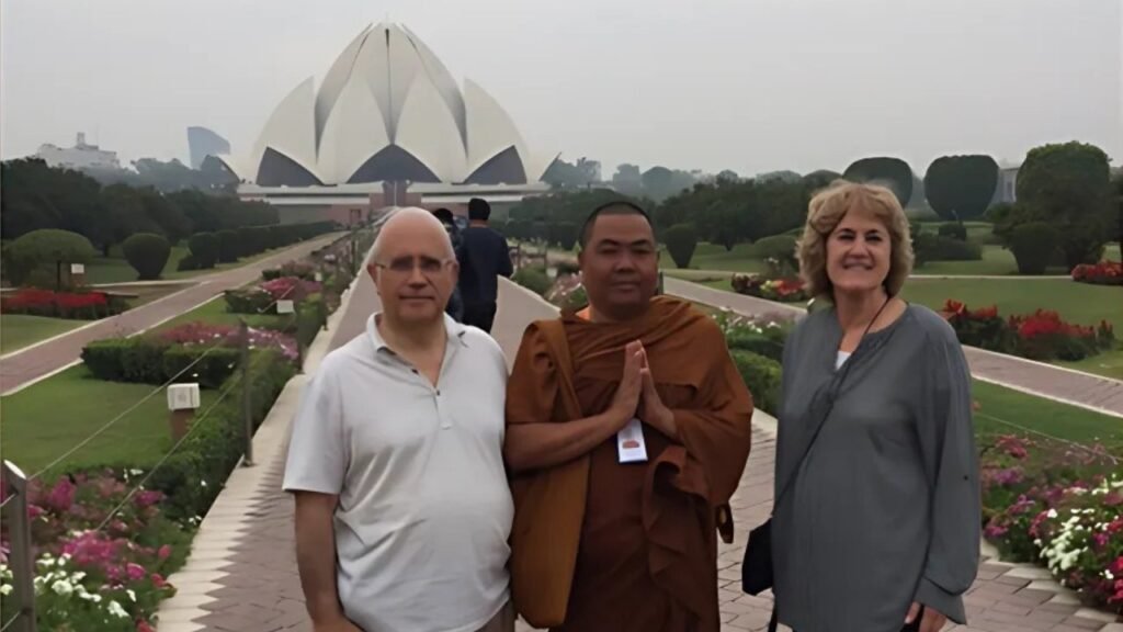 Manny and Janice with a Buddhist Monk from Burma (Myanmar) at the Baha’i temple